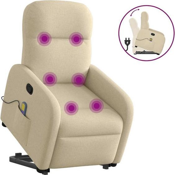 Fauteuil de massage design avec releveur Tissu crème, Fauteuil classique 2024 Nouveau