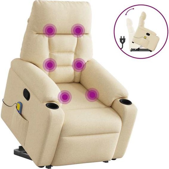 Fauteuil de massage design avec releveur Tissu crème, Fauteuil classique Nouveau