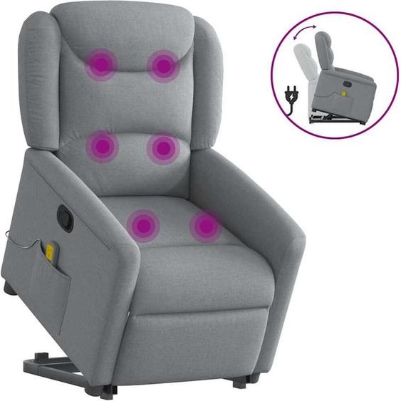 Fauteuil de massage design avec releveur Tissu gris clair, Fauteuil classique Nouveau