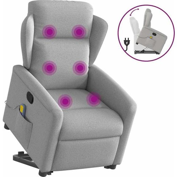 Fauteuil de massage design avec releveur Tissu gris nuage, Fauteuil classique Nouveau