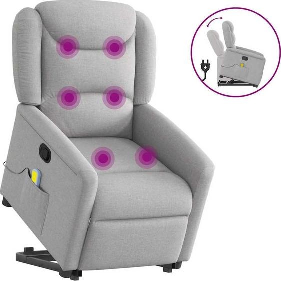 Fauteuil de massage design avec releveur Tissu gris nuage, Fauteuil classique Nouveau