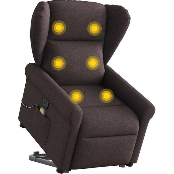Fauteuil de massage design avec releveur Tissu marron foncé, Fauteuil classique Nouveau
