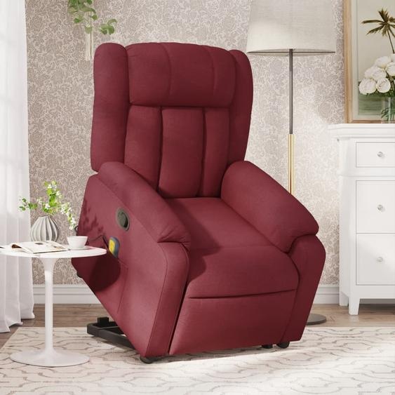 Fauteuil de massage design avec releveur Tissu rouge vin, Fauteuil classique 2024 Nouveau