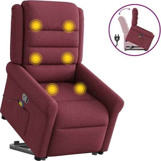 Fauteuil de massage design avec releveur Tissu rouge vin, Fauteuil classique Nouveau