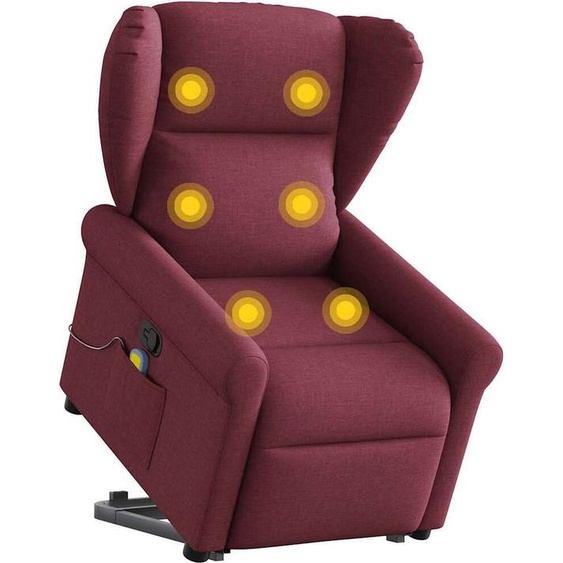Fauteuil de massage design avec releveur Tissu rouge vin, Fauteuil classique Nouveau