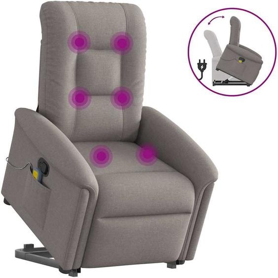 Fauteuil de massage design avec releveur Tissu taupe, Fauteuil classique Nouveau