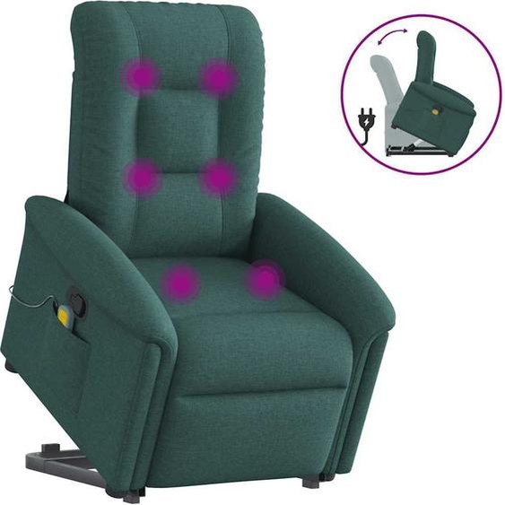 Fauteuil de massage design avec releveur Tissu vert foncé, Fauteuil classique Nouveau