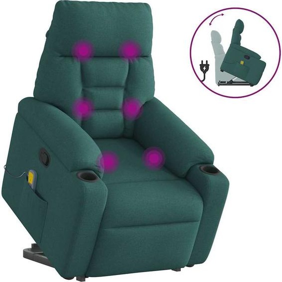 Fauteuil de massage design avec releveur Tissu vert foncé, Fauteuil classique Nouveau
