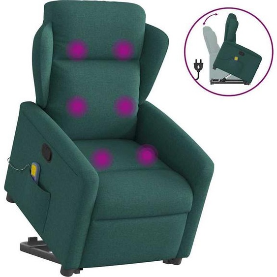 Fauteuil de massage design avec releveur Tissu vert foncé, Fauteuil classique Nouveau