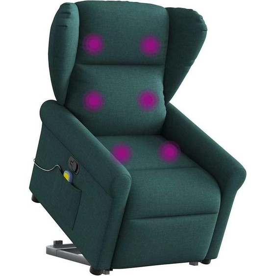 Fauteuil de massage design avec releveur Tissu vert foncé, Fauteuil classique Nouveau