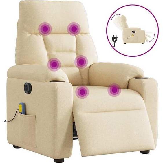 Fauteuil de massage design électrique Crème Tissu, Fauteuil classique Nouveau
