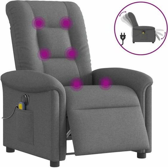 Fauteuil de Massage Design Electrique Tissu Gris Foncé, Fauteuil Classique Nouveau