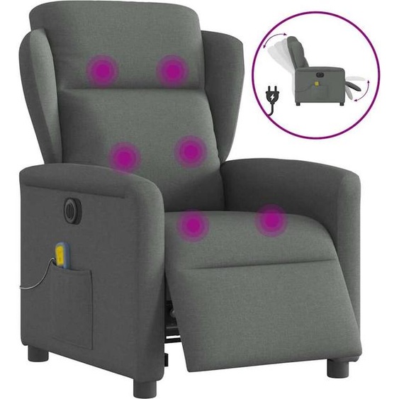 Fauteuil de Massage Design Electrique Tissu Gris Foncé, Fauteuil Classique Nouveau