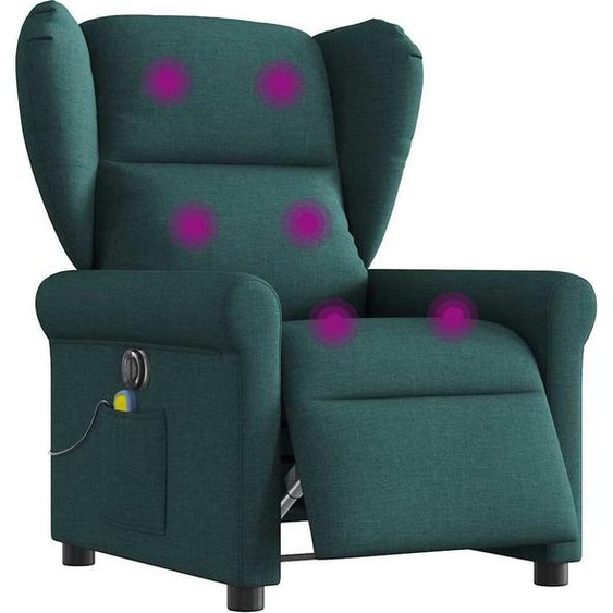 Fauteuil de massage design électrique Vert foncé Tissu, Fauteuil classique Nouveau