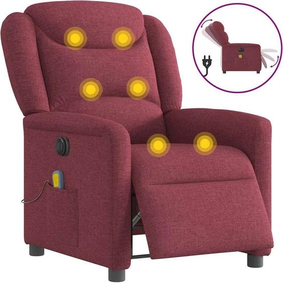 Fauteuil de massage design électrique vin rouge tissu, Fauteuil classique Nouveau