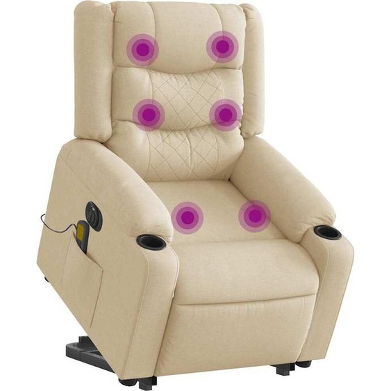 Fauteuil de massage électrique avec releveur Crème Tissu