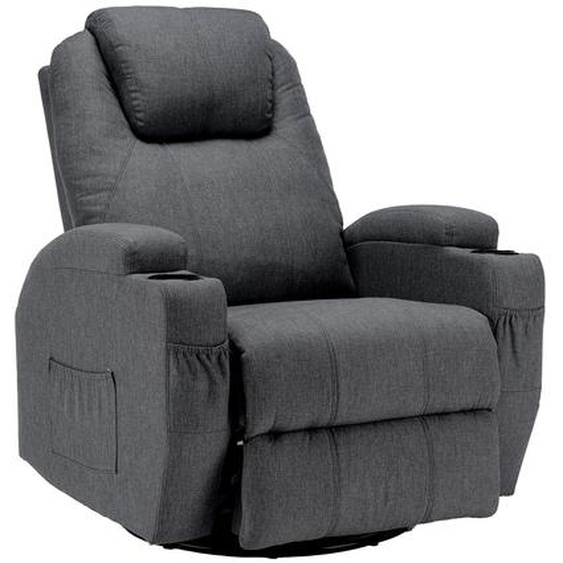 Fauteuil de massage électrique GIHAUVIA avec fonction de massage et de chaleur, fauteuil de détente avec porte-gobelet, télécommande et poche latérale, fauteuil TV gris