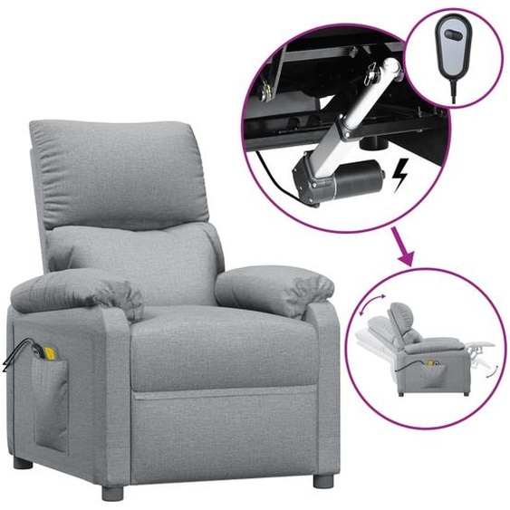 Fauteuil électrique de massage Gris clair Tissu