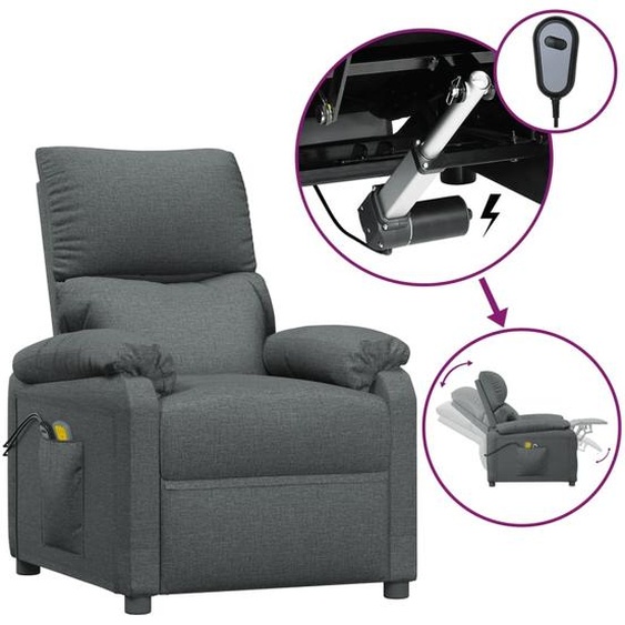 Fauteuil électrique de massage Gris foncé Tissu