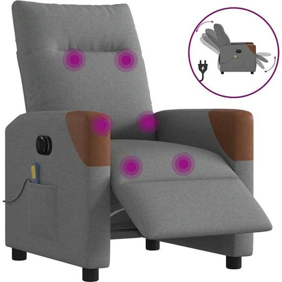 Fauteuil de Massage Electrique Tissu Gris Foncé, Fauteuil Classique Design Meuble
