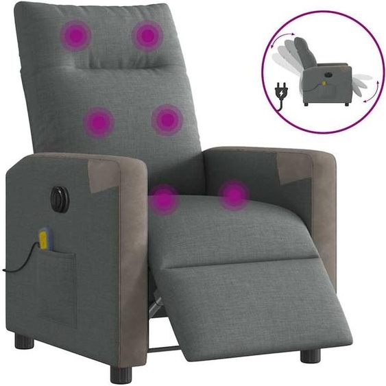 Fauteuil de massage électrique Tissu gris foncé ,Fauteuil TV & Relax 2025