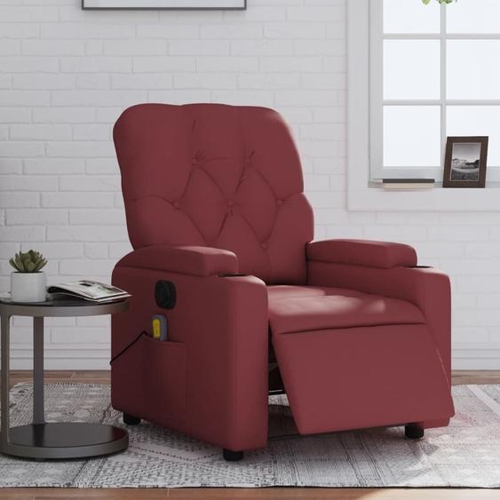 Fauteuil de massage électrique vin rouge similicuir 3204769