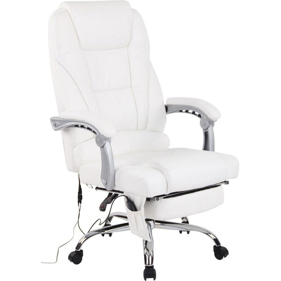 Fauteuil de massage ergonomique - chaise de bureau de luxe - avec fonction massage et repose-pieds réglable | Couleur : blanc