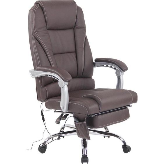 Fauteuil de massage ergonomique - chaise de bureau de luxe - avec fonction massage et repose-pieds réglable | Couleur : marron