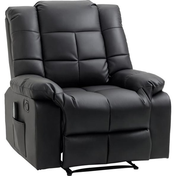 Fauteuil de massage fauteuil de relaxation massant avec dossier inclinable manuellement et repose-pied chaise TV revºtement synthtique tlcommande incluse noir