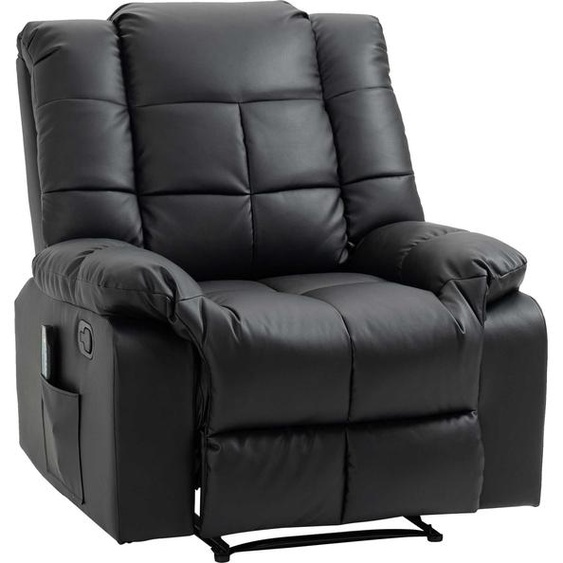 Fauteuil de massage Fortuna Lai Fauteuil relax électrique avec fonction massage en similicuir, bois et acier, noir 94 x 99 x 99 cm pour un confort ultime | .de