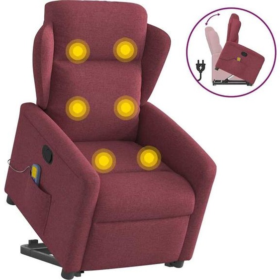 Fauteuil de massage pratique avec releveur Tissu rouge vin - Fauteuil TV & Relax ,meubles design 9883083 2parcel