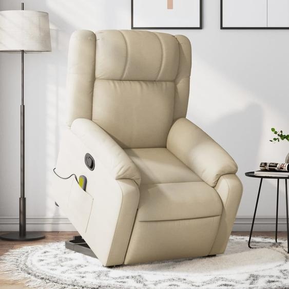 Fauteuil de massage simple avec releveur Crème Tissu Design Fauteuil classique 6744951