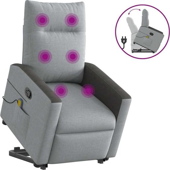 Fauteuil de massage simple avec releveur Tissu gris clair - Fauteuil de télévision et de relaxation FR9739749 2parcel
