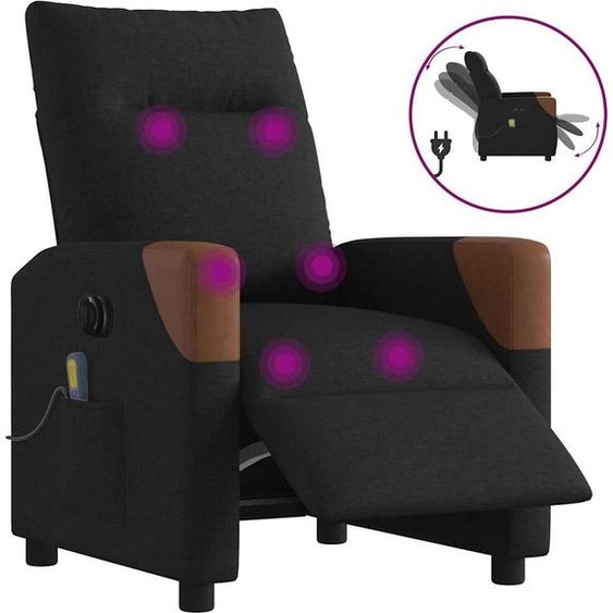 Fauteuil de massage simple Électrique Noir Tissu Fauteuil TV & Relax CHY366437