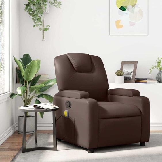 Fauteuil de massage simple en similicuir marron - Fauteuil de télévision et de relaxation FR1766570 1parcel