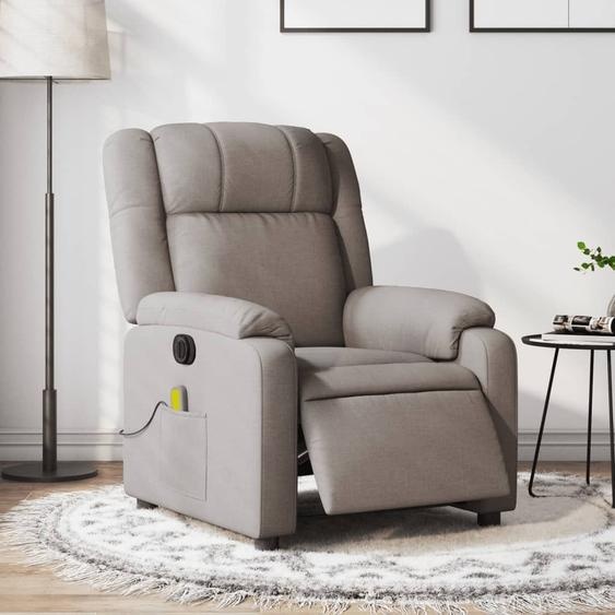 Fauteuil de massage sobre électrique taupe tissu design classique 7379371