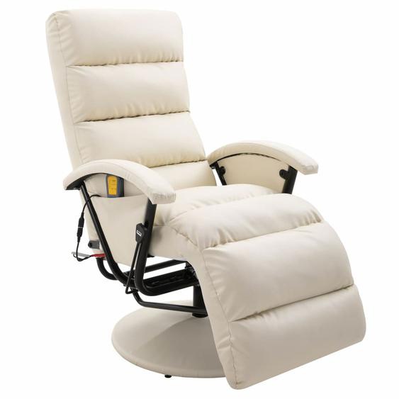 Fauteuil de massage TV inclinable blanc crème similicuir