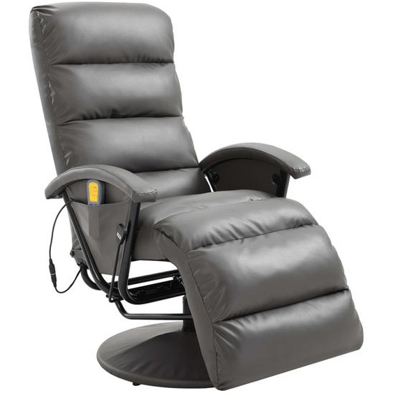 Fauteuil de massage TV inclinable gris similicuir