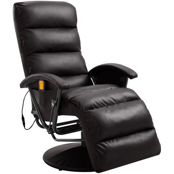 Fauteuil de massage TV inclinable marron similicuir