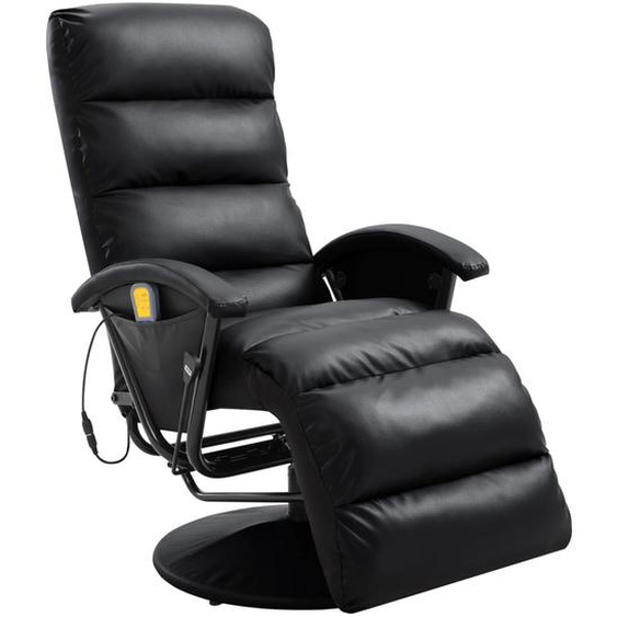 Fauteuil inclinable de massage TV noir similicuir