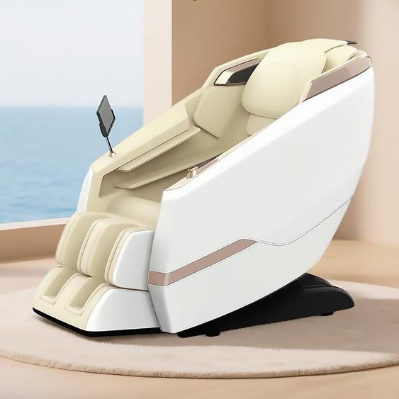 Fauteuil de massage, Zero-Gravity fauteuil inclinable, massage profond, avec fonction de chauffage, massage complet, Bluetooth SL rails Blanc L140×B73×H106cm /A001-Bai/