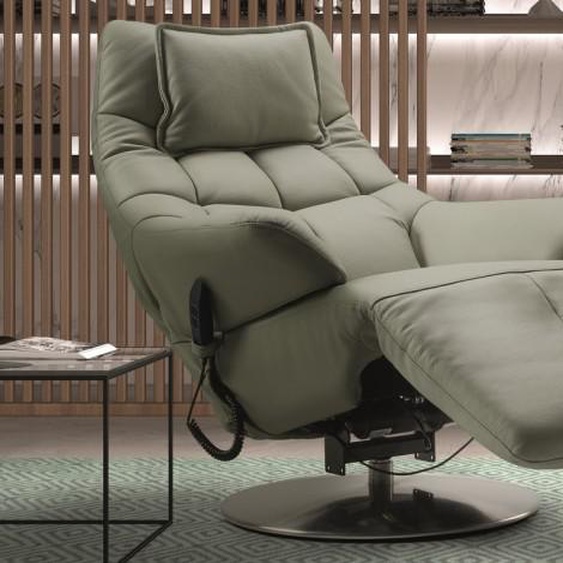 Fauteuil de relaxation électrique en cuir - Rimini - Gris 168