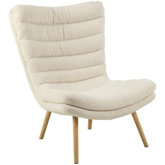 Fauteuil de relaxation Grady de AC Design, couleur crème, revêtement en tissu doux effet teddy