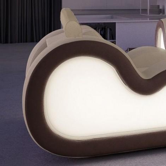Fauteuil de relaxation lumineux en cuir - Atco - Taupe 907 / Côt