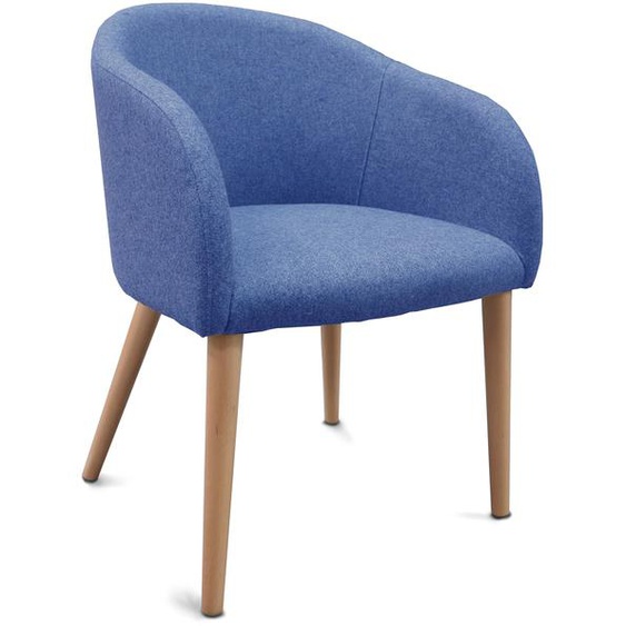 Fauteuil de réunion et visiteur Adria en tissu bleu pieds bois