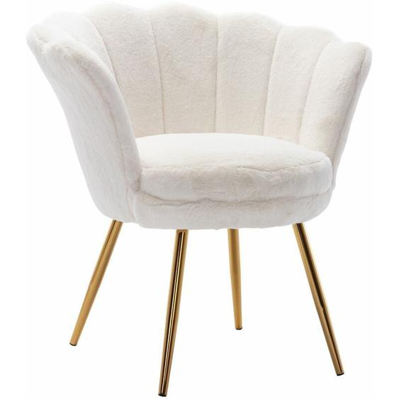 Fauteuil relax Fauteuil en Fausse Fourrure Fauteuil de Salon Chaise Coquillage, Fauteuil Scandinave pour Chambre et Salon, Blanc