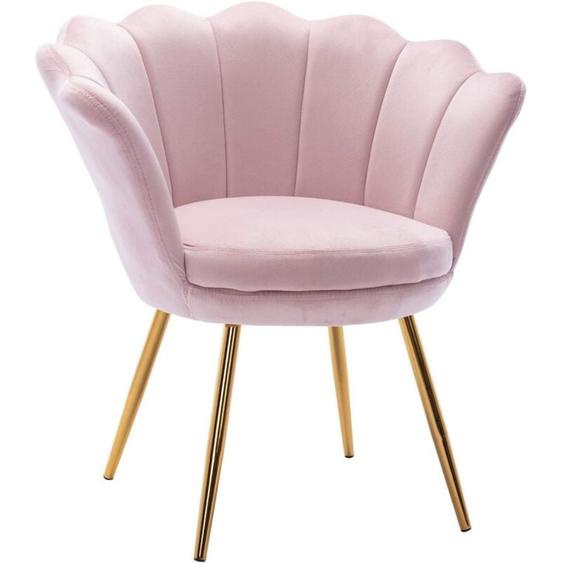 Fauteuil relax Fauteuil en Velours Fauteuil de Salon Chaise Coquillage, Fauteuil Scandinave pour Chambre, Rose Clair