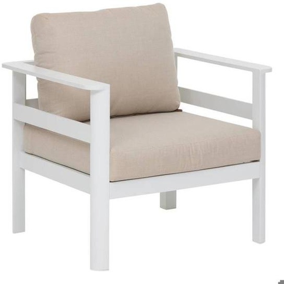 Fauteuil de salon de jardin Paradize blanc en aluminium traité en epoxy - Beige / Blanc - Hespéride