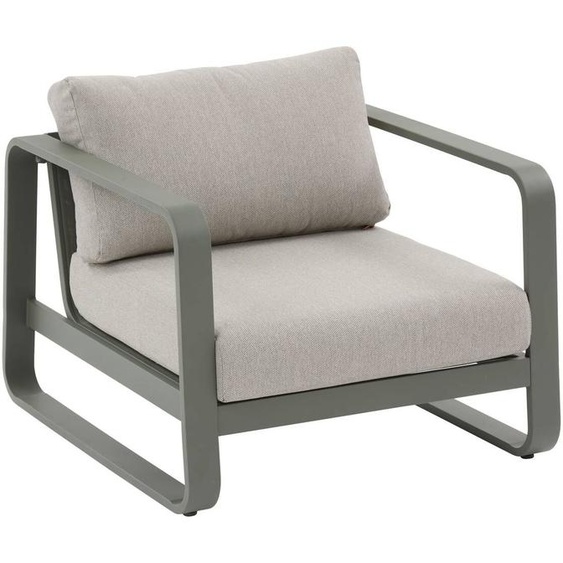 Fauteuil de salon jardin DOMILLY Beige / Vert laurier Aluminium traité époxy, Oléfine Hespéride
