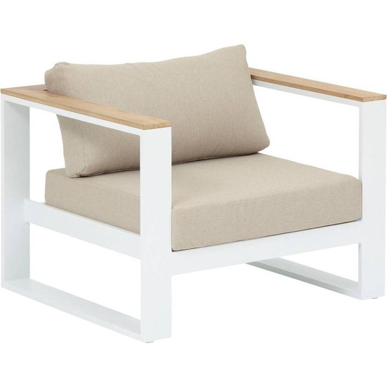 Fauteuil de salon jardin EMPERIA Beige zébrano, Blanc   Acacia Aluminium traité époxy, Polyester Hespéride